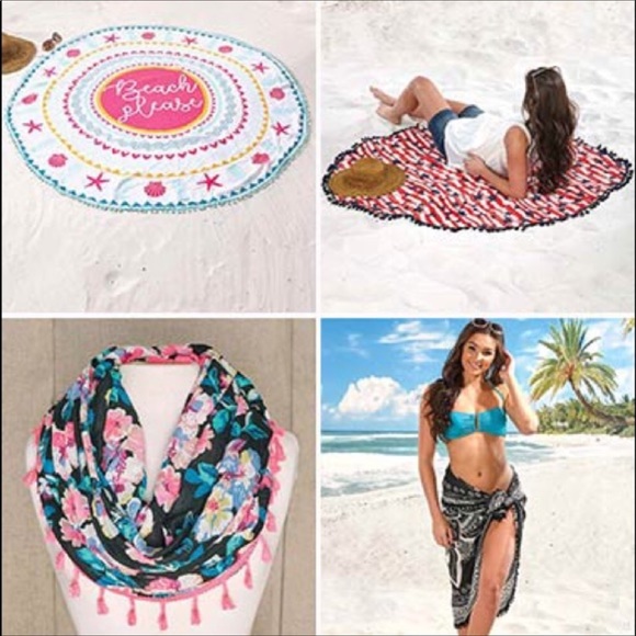 NWT! Black/White Print Versatile Beach Throw/Scarf - Picture 3 of 4